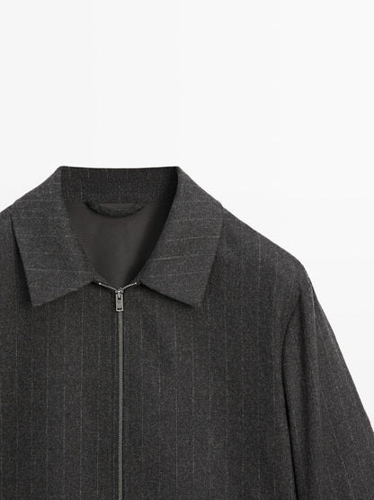 Striped wool blend jacket