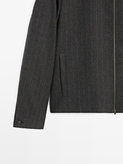Striped wool blend jacket