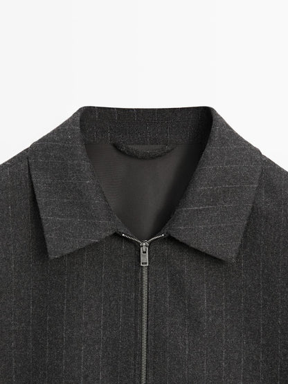 Striped wool blend jacket