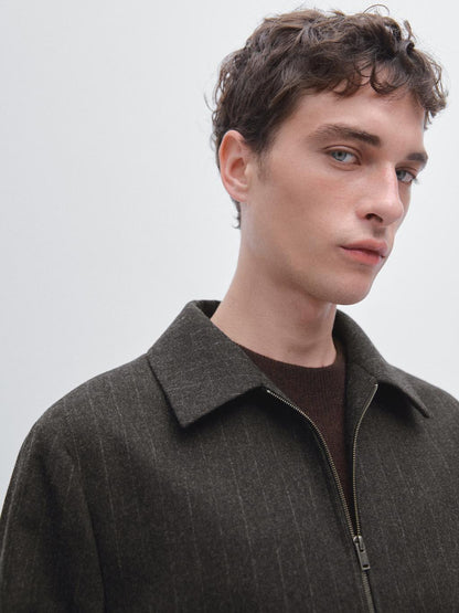 Striped wool blend jacket