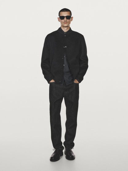 Double wool blend bomber jacket