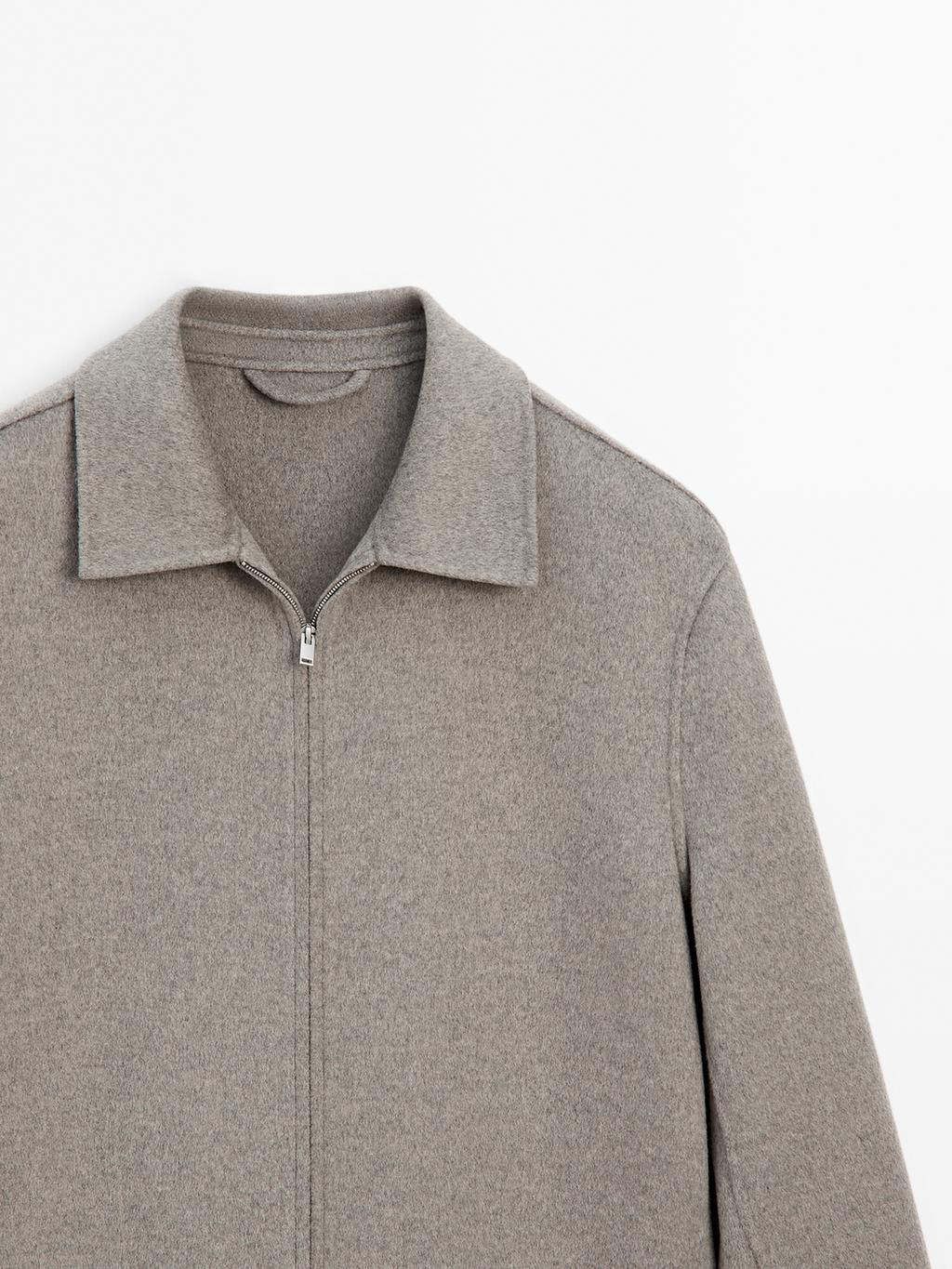 Double wool blend zip-up jacket