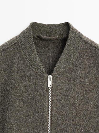 Double wool blend bomber jacket