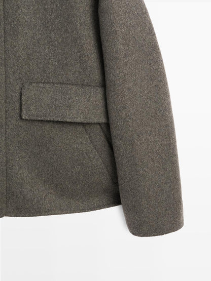 Short wool blend coat with padded lining