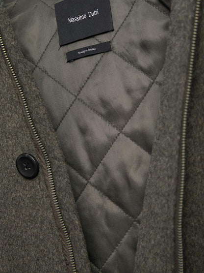 Short wool blend coat with padded lining