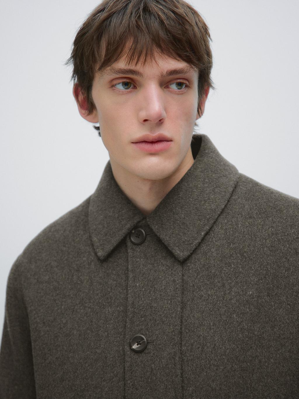 Short wool blend coat with padded lining