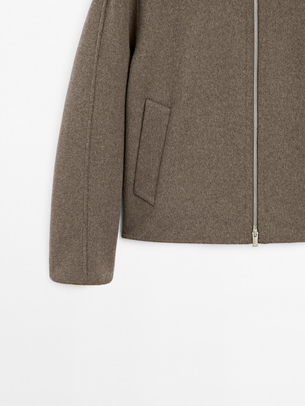 Double wool blend jacket with collar detail