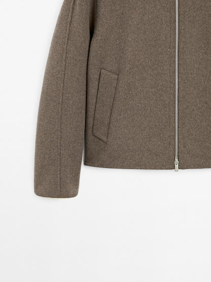 Double wool blend jacket with collar detail