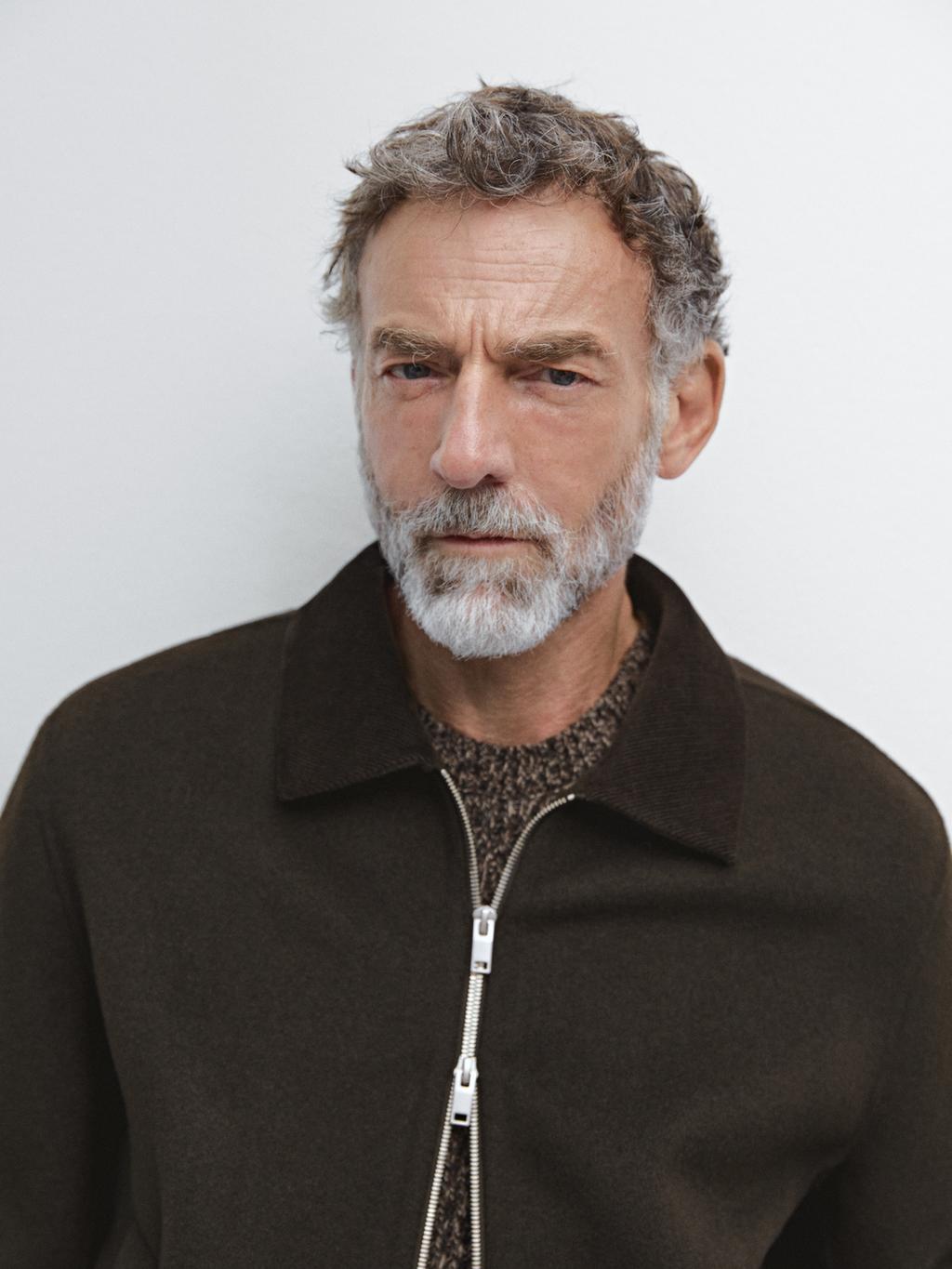 Double wool blend jacket with corduroy collar