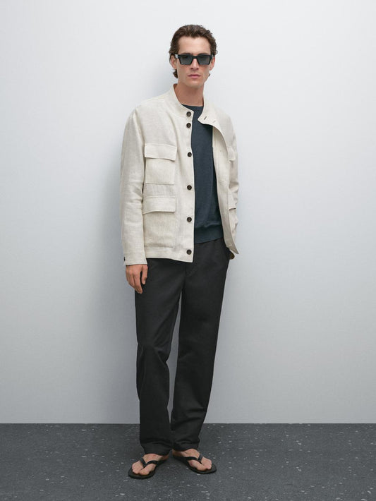 Total look linen overshirt