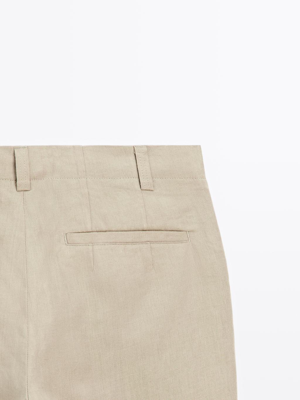 100% linen total look wide-leg trousers