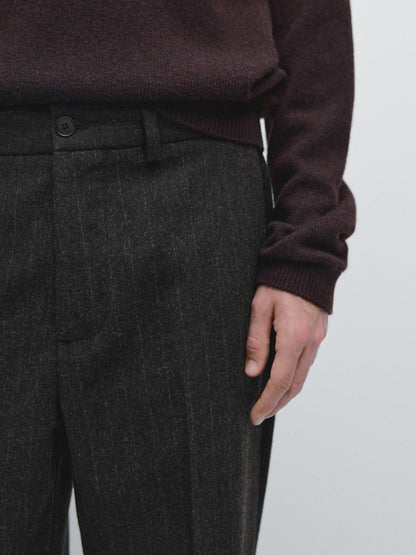 Striped wool blend trousers