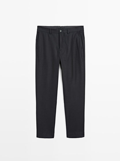 100% wool corduroy-effect flannel trousers