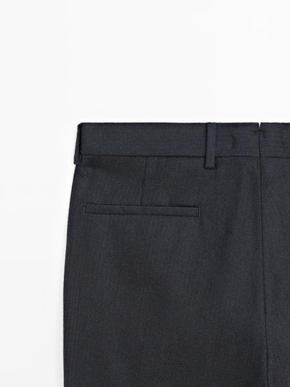 100% wool corduroy-effect flannel trousers