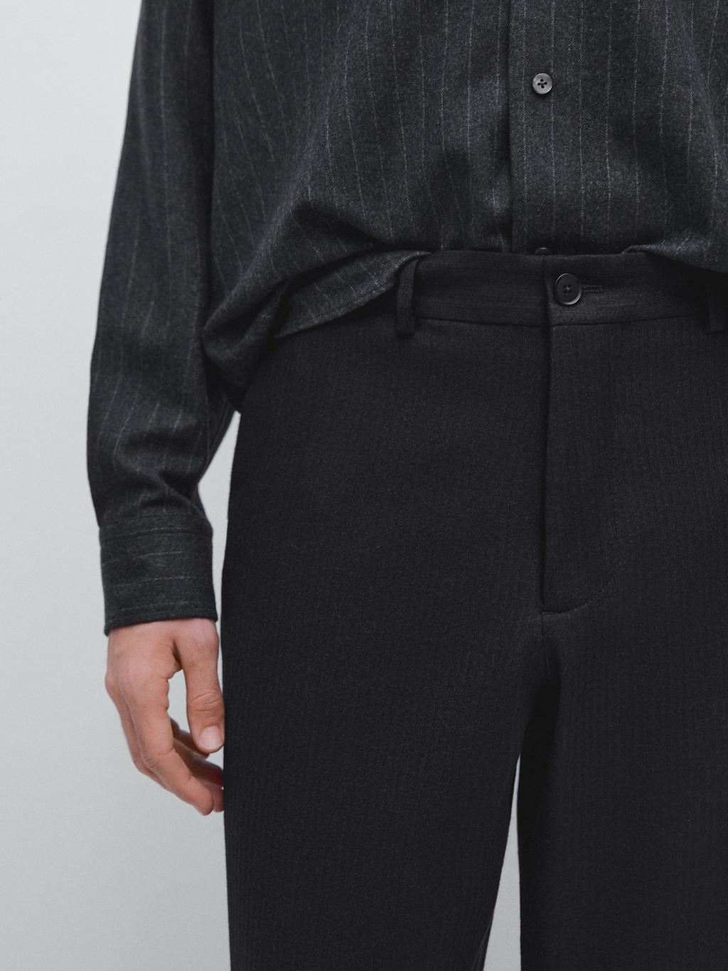 100% wool corduroy-effect flannel trousers