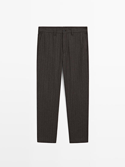 Striped wool blend suit trousers