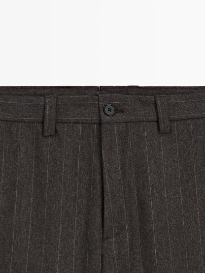 Striped wool blend suit trousers