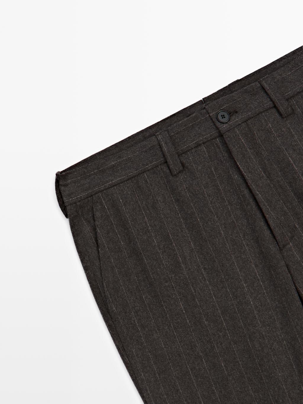 Striped wool blend suit trousers