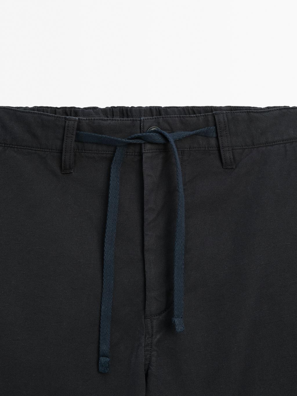 Cotton blend semi-jogger Bermuda shorts