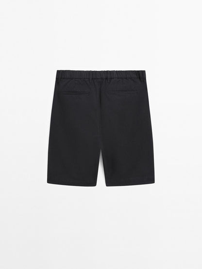 Cotton blend semi-jogger Bermuda shorts