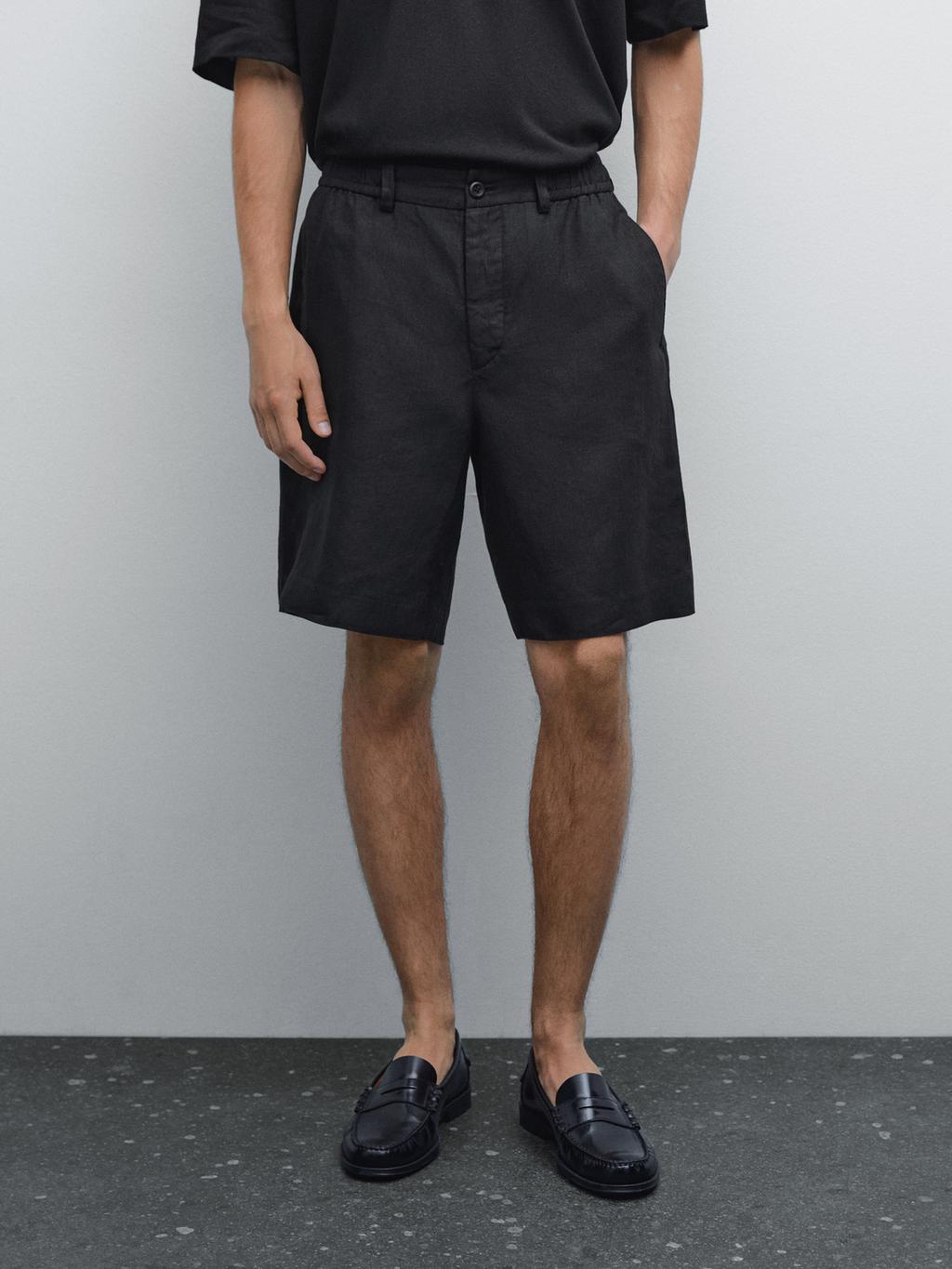 Lightweight 100% linen Bermuda shorts