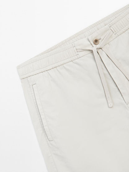 Jogger-fit poplin Bermuda shorts
