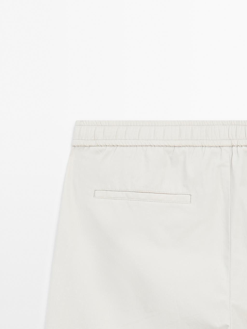 Jogger-fit poplin Bermuda shorts