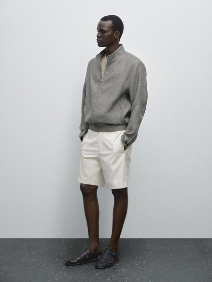 Jogger-fit poplin Bermuda shorts