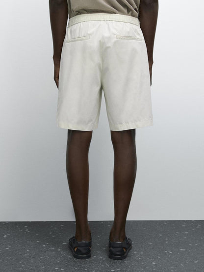 Jogger-fit poplin Bermuda shorts