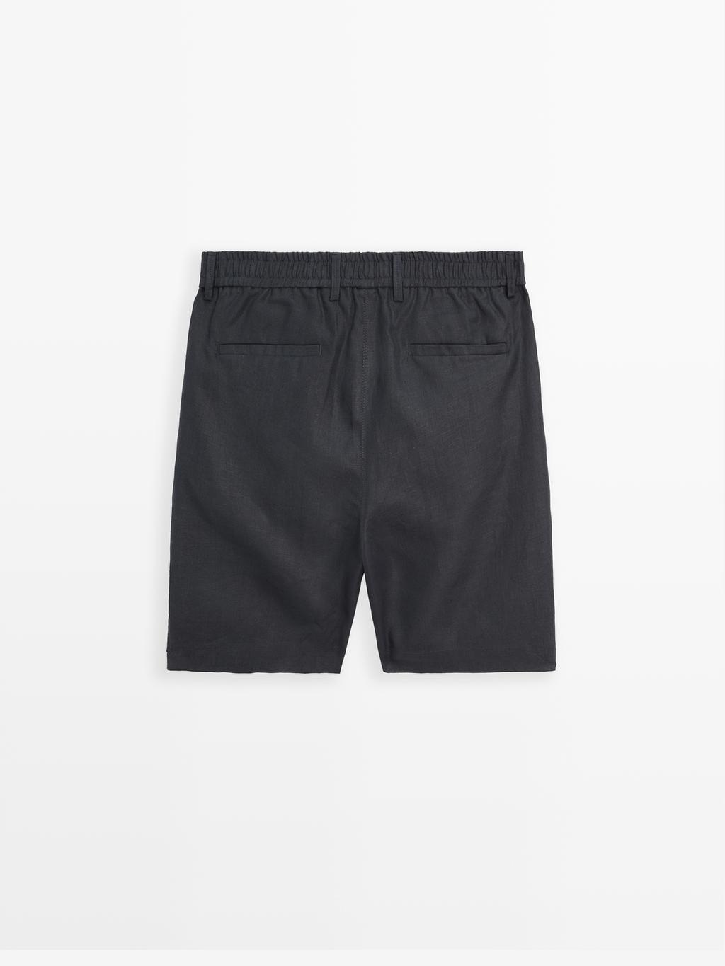 100% linen semi-jogger fit Bermuda shorts