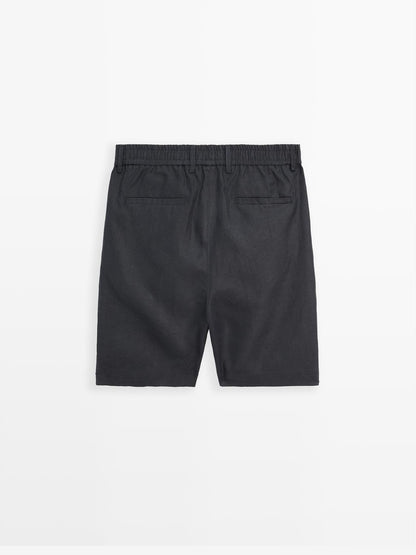 100% linen semi-jogger fit Bermuda shorts