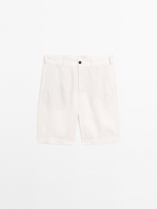 100% linen Bermuda shorts