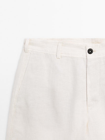 100% linen Bermuda shorts