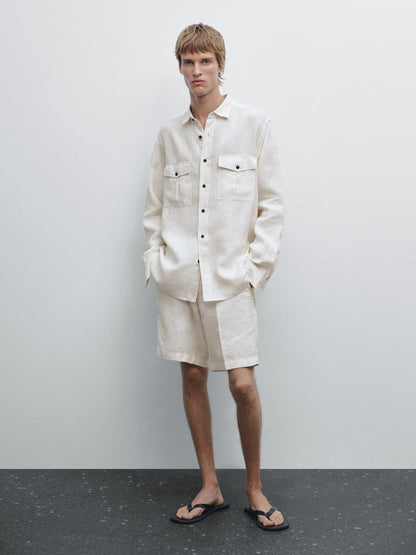 100% linen Bermuda shorts