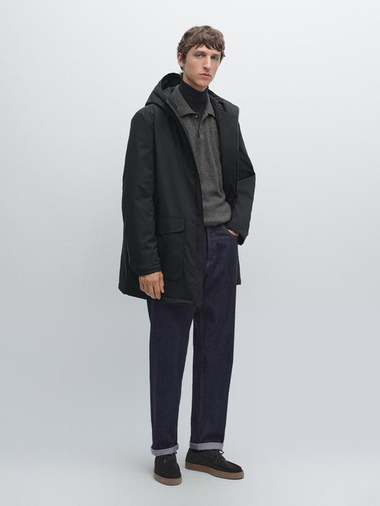 Water-repellent down blend parka