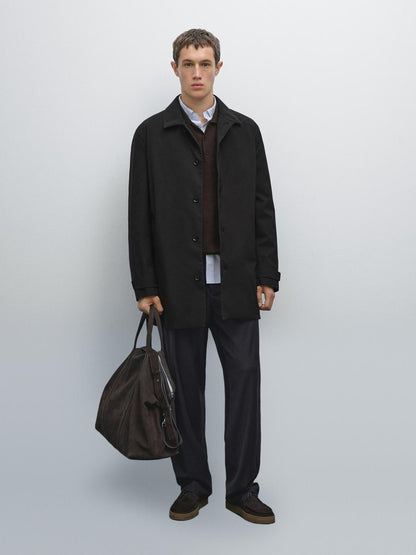 Water-repellent fabric trench coat