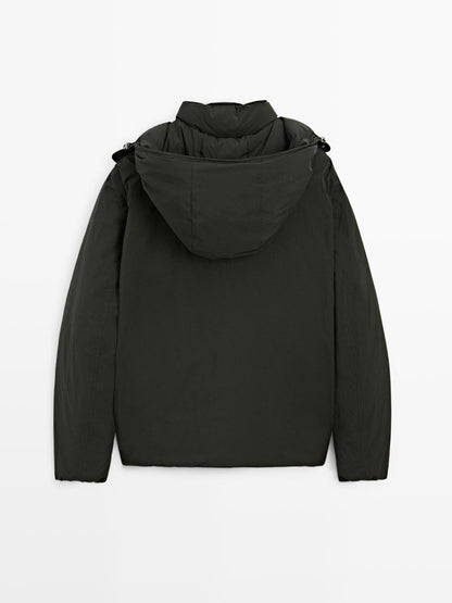 Short puffer parka in a feather and down blend