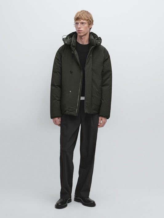 Short puffer parka in a feather and down blend