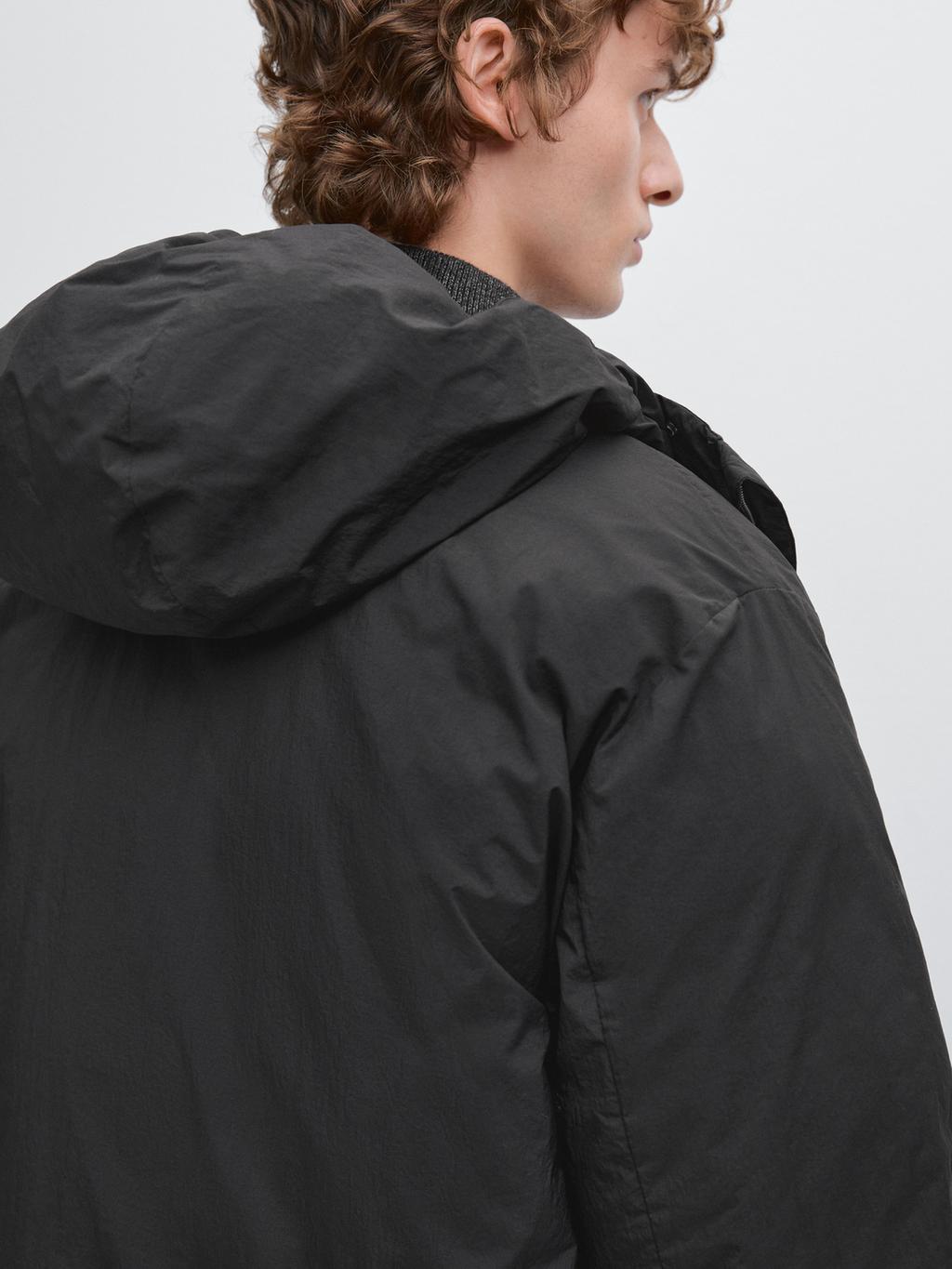 Water-repellent padded parka with hood