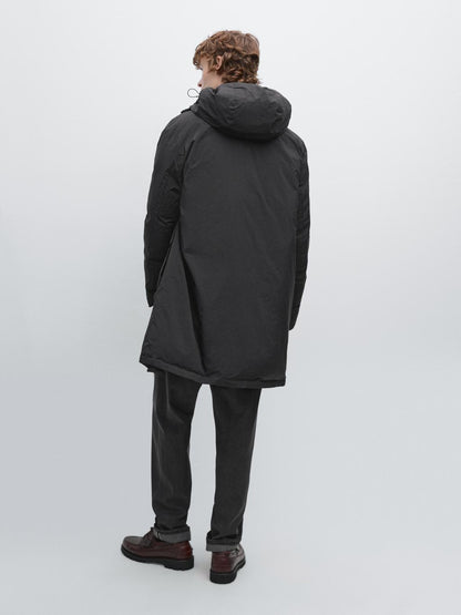 Water-repellent padded parka with hood