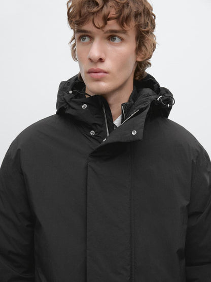 Water-repellent padded parka with hood