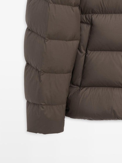 Water-repellent hooded puffer jacket