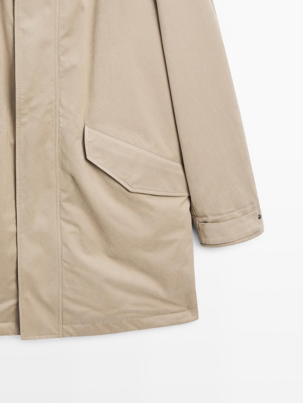 Parka made of water-repellent peach-effect fabric