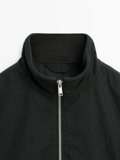 Peach-effect jacket with elbow patch details