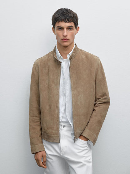 Short suede goatskin jacket