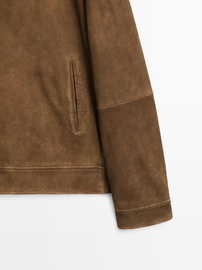 Nappa leather jacket with buttons