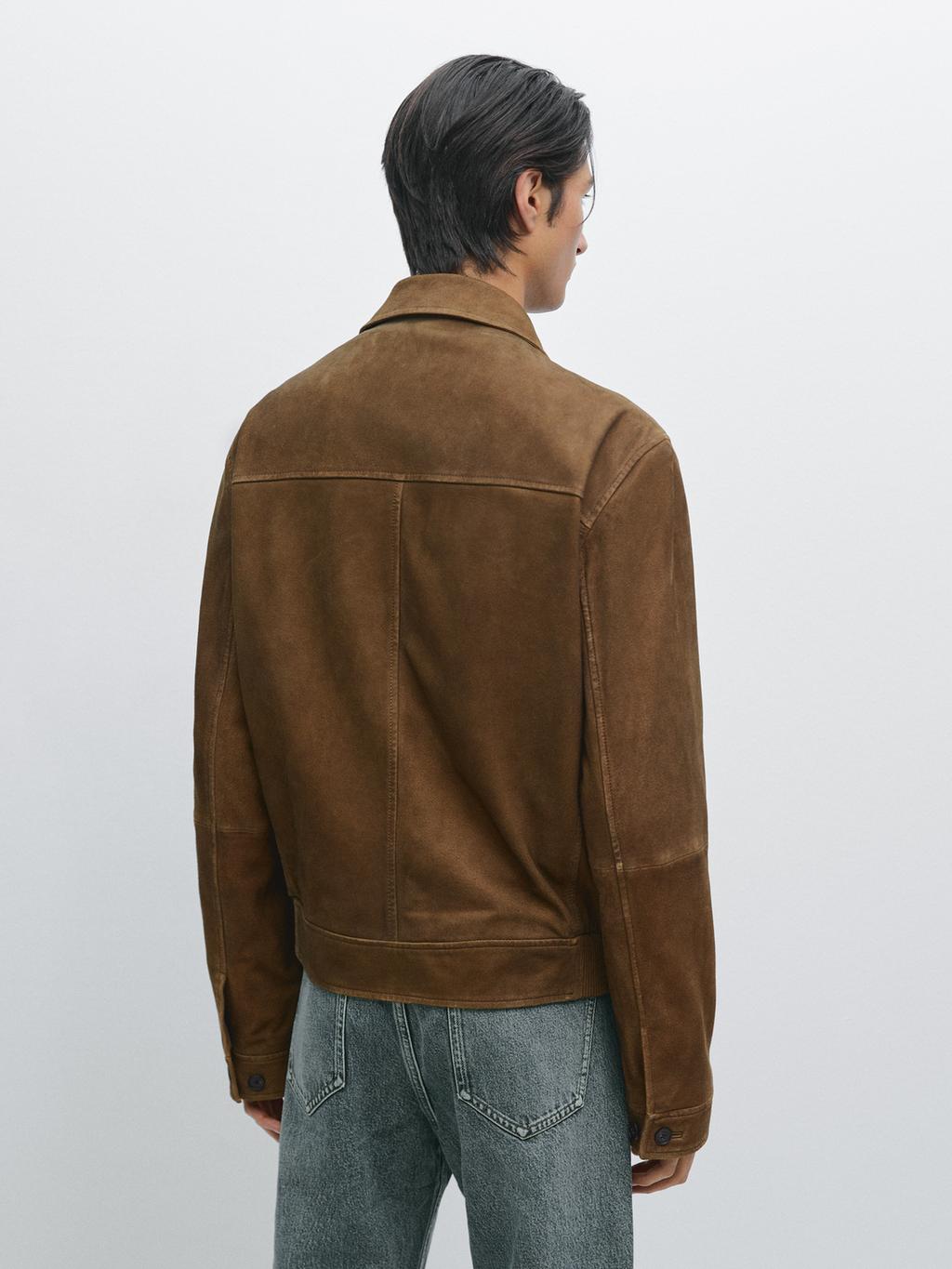 Nappa leather jacket with buttons