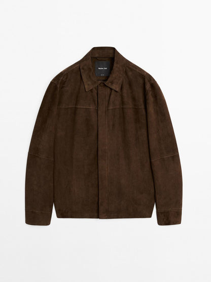 Lightweight suede leather overshirt