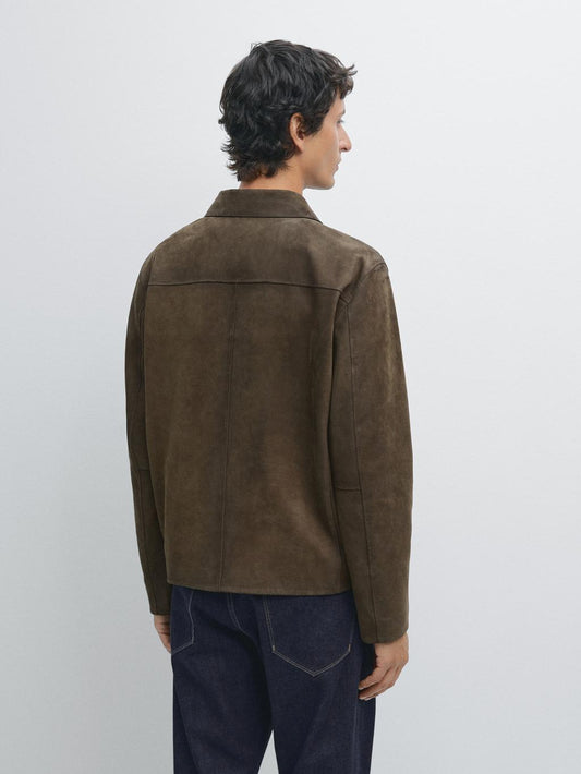 Nappa leather zip-up jacket