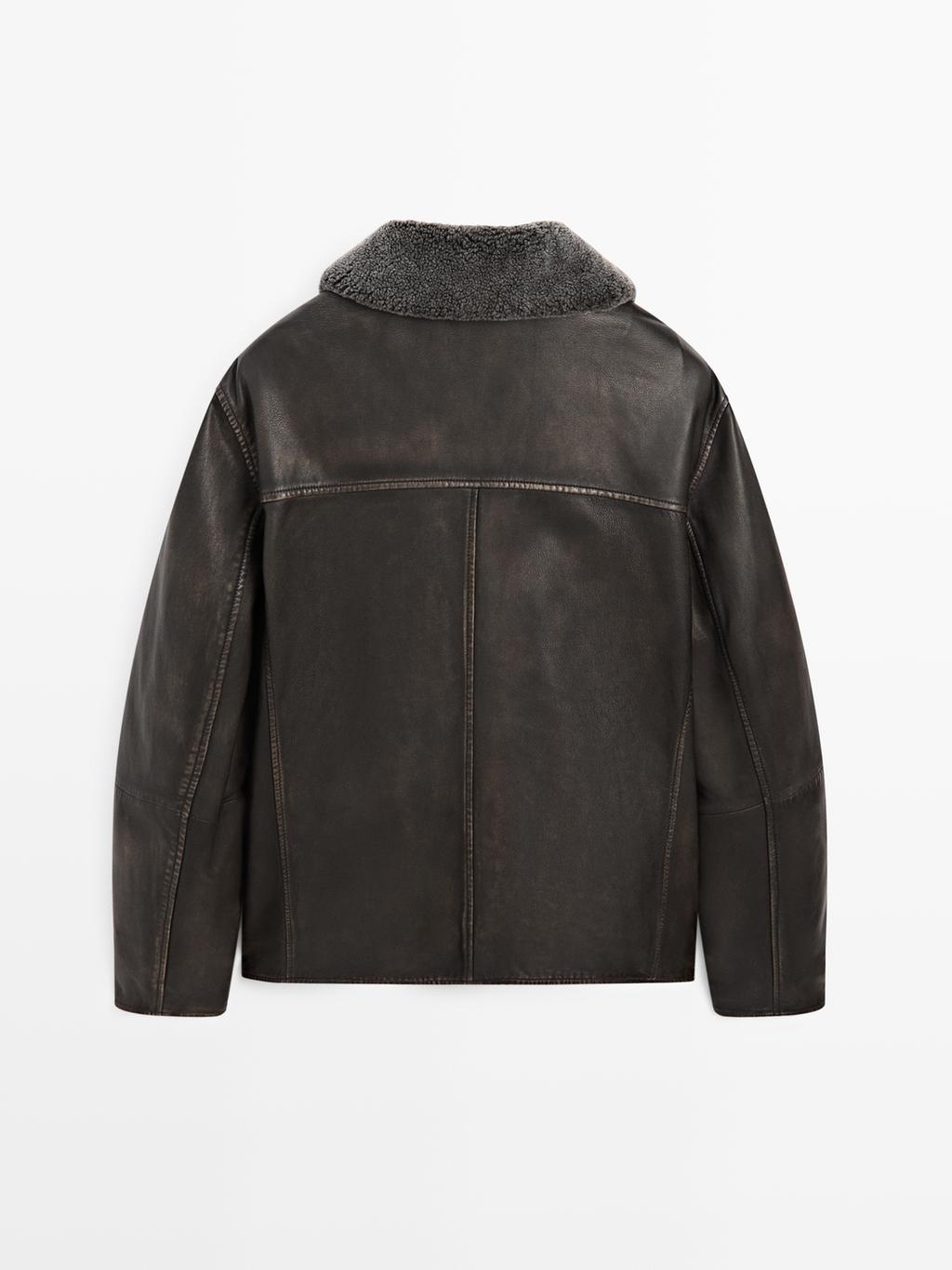 Nappa leather jacket with lambskin collar